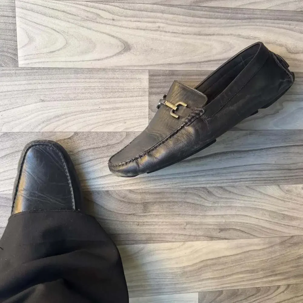 Donald Pliner Victor-GW Black Leather Bit Loafers